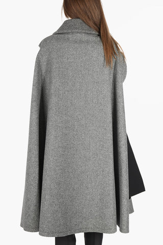 MM0 Plain Herringbone Cape with Cut-Out Details
