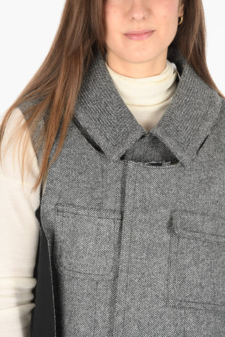MM0 Plain Herringbone Cape with Cut-Out Details