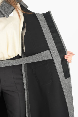 MM0 Plain Herringbone Cape with Cut-Out Details