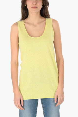 Linen and Cotton blend Tank Top with Scoop Neckline