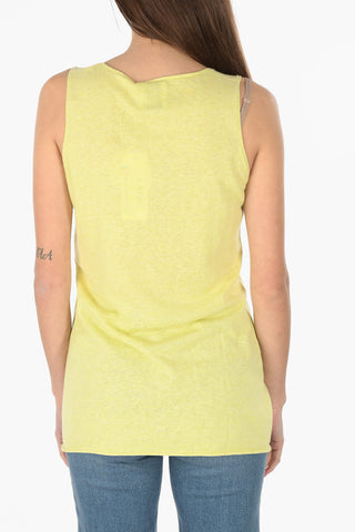 Linen and Cotton blend Tank Top with Scoop Neckline