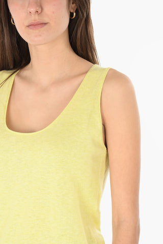 Linen and Cotton blend Tank Top with Scoop Neckline