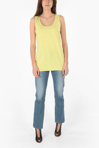 Linen and Cotton blend Tank Top with Scoop Neckline