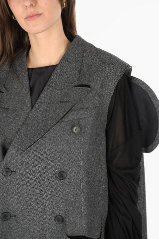MM0 tweed double beasted oversized vest