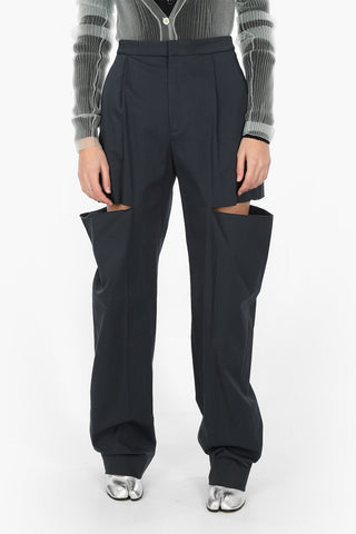 MM1 single pleat pants with cut out details