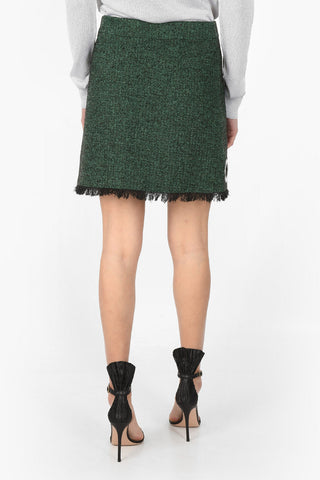 BOUTIQUE Wool blend frayed hems  miniskirt with eyelets