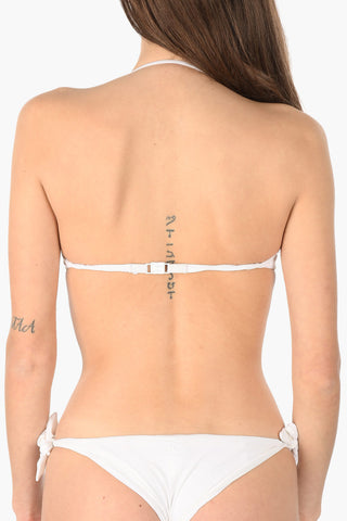 Floral Embroidered Padded Bandeau Bikini Top