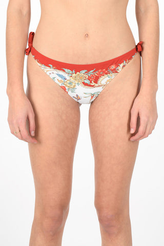 Slip bikini con Lacci e Stampa Floreale