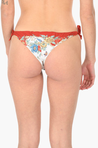 Slip bikini con Lacci e Stampa Floreale
