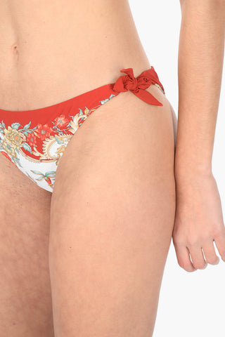 Slip bikini con Lacci e Stampa Floreale