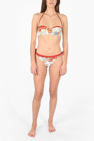 Slip bikini con Lacci e Stampa Floreale