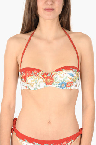Padded Bandeau Bikini Top with Floral print