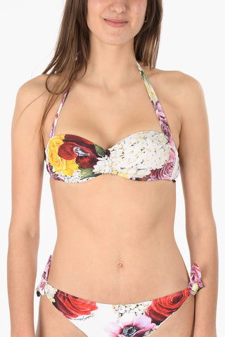 Padded Bandeau Bikini Top with Floral print
