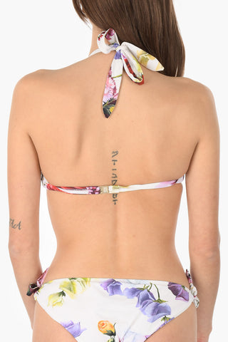 Padded Bandeau Bikini Top with Floral print
