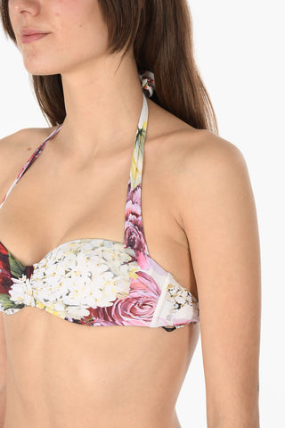 Padded Bandeau Bikini Top with Floral print
