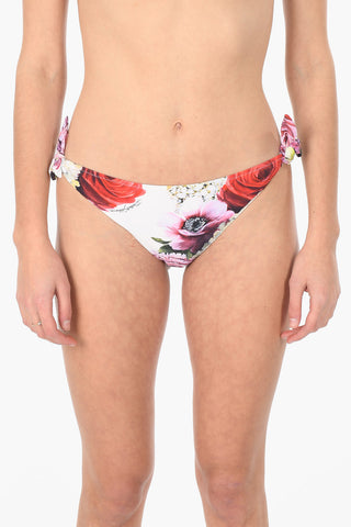 Slip bikini con Lacci e Stampa Floreale