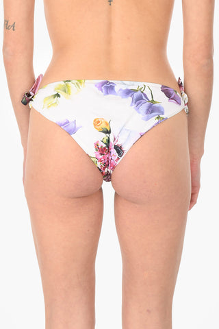 Slip bikini con Lacci e Stampa Floreale