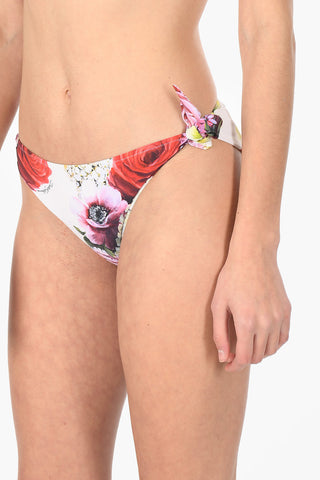 Slip bikini con Lacci e Stampa Floreale