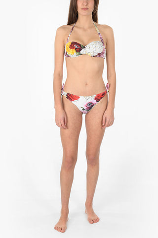 Slip bikini con Lacci e Stampa Floreale