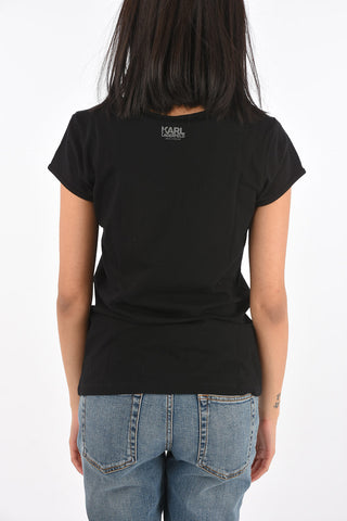 t-shirt girocollo con stampa logo