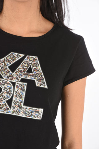 t-shirt girocollo con stampa logo