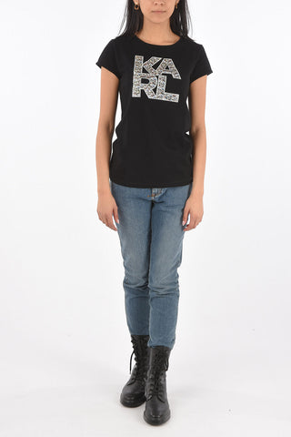 t-shirt girocollo con stampa logo