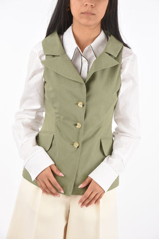 Single-breasted Peak Lapel Vest with Back Split