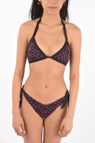 Slip Bikini Stampato con Laccetti Laterali