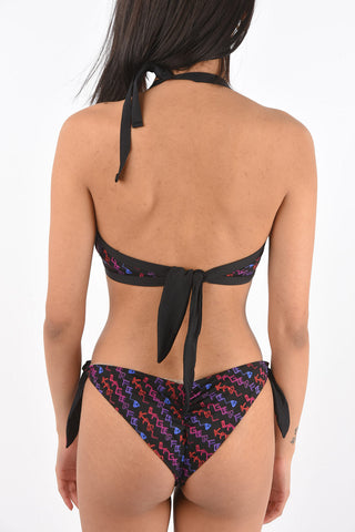 Slip Bikini Stampato con Laccetti Laterali