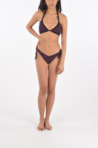 Slip Bikini Stampato con Laccetti Laterali