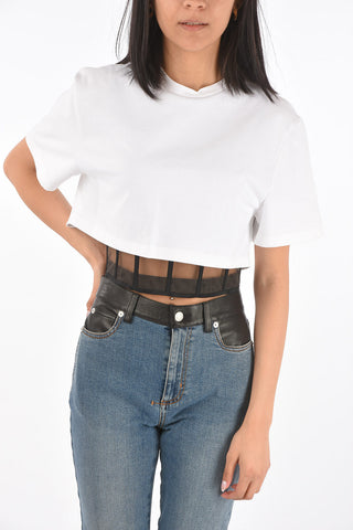 Mesh Corset Cotton Crop Top