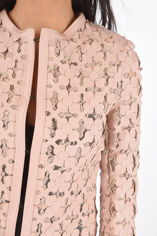 Lace Overcoat with Embossed Leather Applications