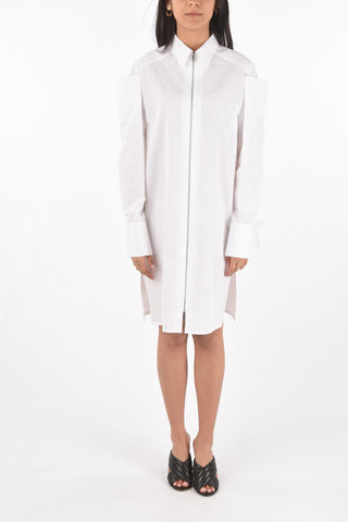 Front Zipped Off-Shoulder Shirt Dress