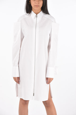 Front Zipped Off-Shoulder Shirt Dress