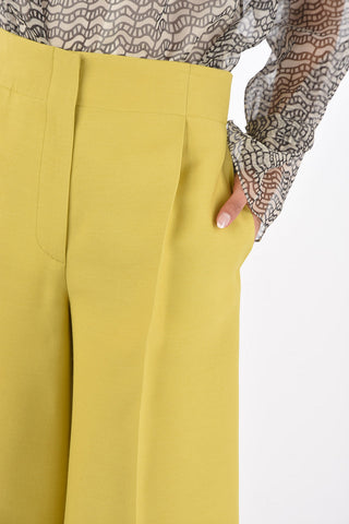Single-pleated Wool and Silk Gaucho Pants