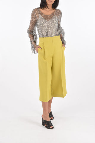 Single-pleated Wool and Silk Gaucho Pants