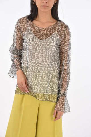 Blusa in Seta con Motivo Geometrico
