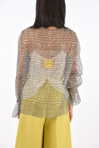 Blusa in Seta con Motivo Geometrico