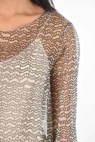 Blusa in Seta con Motivo Geometrico