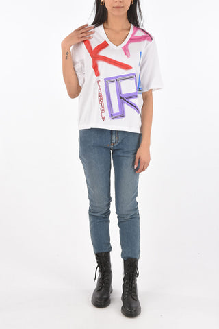 printed v-neck t-shirt