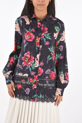Floral Patterned Shirt with Lace Bottom