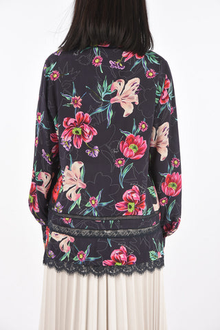 Floral Patterned Shirt with Lace Bottom