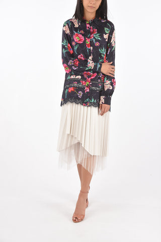 Floral Patterned Shirt with Lace Bottom