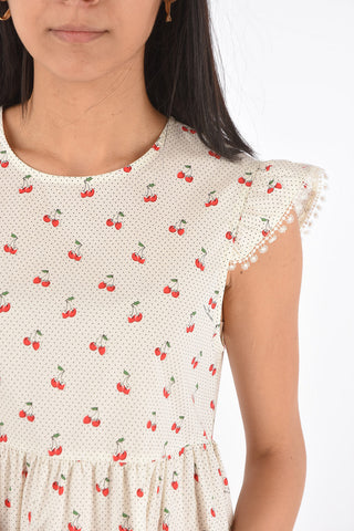 Abito a Balze Motivo CHERRY in Cotone