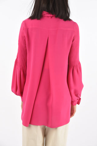 Tie Neck CLOE Silk Shirt with Pleated Details