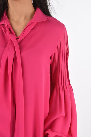 Tie Neck CLOE Silk Shirt with Pleated Details