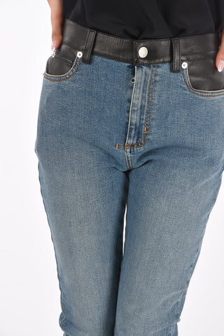 5 Pocket SLIM FIT Denims with Leather Details