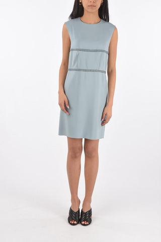 Sleeveless Viscose Dress with Lace Details