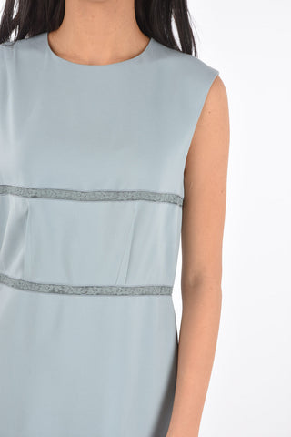 Sleeveless Viscose Dress with Lace Details