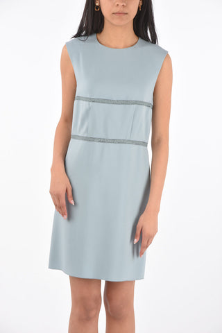 Sleeveless Viscose Dress with Lace Details